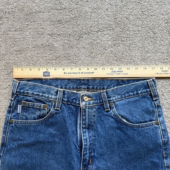 Carhartt Jeans Mens 35x32 Blue Denim Relaxed Fit Cotton Workwear B160 DST - Picture 5 of 8